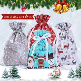 Gift Wrap Supplies Party Favor Christmas Sacks Snowman Cookies Storage Baking Packaging Candy Bags Drawstring