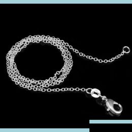 Kedjor 925 Sterling Sier Plated Link Rolo Chain Halsband med hummer CLASPS 16 18 20 22 24 tum kvinnor o smycken droppleverans otndh