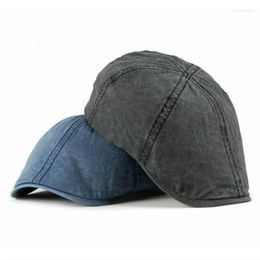 Berets Washed Denim Male Beret Hat British Style Men Flat Cap Vintage Cabbie Ivy Peaked Retro Boina Sboy Planas Chapeau