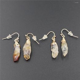 Dangle Earrings Reiki Healing Small Raw Rock Natural Citrines Women Mineral Stone Long Crystal Quartz Female Wholesale