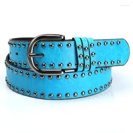 Belts Idopy Punk Rivet Rock With Pin Buckle Gothic Beads Leather Belt For Women Men Studded Party Stage Performance