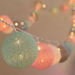 Strings 20 LED Cotton Ball Garland String Lights Christmas Decorations For Home 2022 Fairy Light Outdoor Holiday Wedding Party Decor