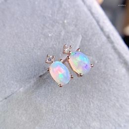 Stud Earrings Classic Opal For Office Woman 4 6mm Real Natural 925 Sterling Silver Jewelry