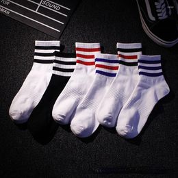 Men's Socks Women 3 Three Stripes Cotton Retro Old School Hiphop Skate Long Short Meias Harajuku White Winter Tube Sock Men Sox