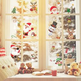 New cartoon Christmas window sticker for shop living room electrostatic snowflake Christmas