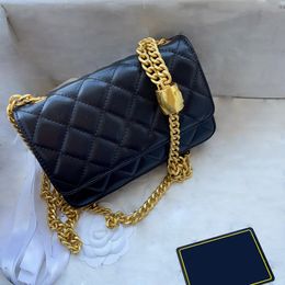 22F/W Classic Mini Flap Quilted Lambskin Bags Crush Gold Beads Metal Chain Crossbody Shoulder Purse Card Holder Multi Pochette Luxury Designer Handbags 19X12CM