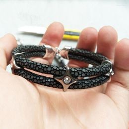 Charm Bracelets High End Genuine Double Stingray Strap Bracelet Leather For Men Luxury Bangle Jewellery BL-0299