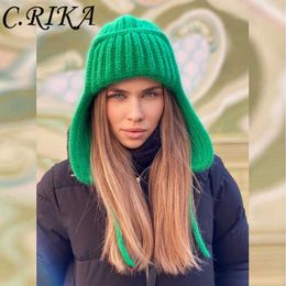 Beanie/Skull Caps Quality New Knitted Beanies Hats Women Winter Personality Ear Protection Bomber Hats Flanging Warm Tethered Hats Skullies Cap T221020
