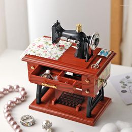 Decorative Figurines Mini Classical Sewing Storage Music Box Musical Jewelry Girlfriend Birthday Gift Home Decor Year Gifts