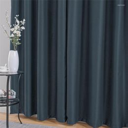 Curtain & Drapes Solid Blackout Curtains For Bedroom Living Room Blind Window Grey Custom Size Colour