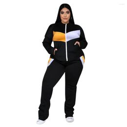 Tracksuits Stretch Tracksuit Plus Size Women Clothing Two Piece Set 4xl 5xl Zipper Pocket Tops Sexy Jogging Sets Pants Suits Wholesale