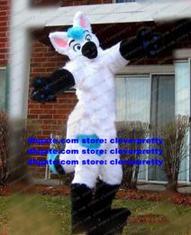 White Long Fur Furry Wolf Mascot Costume Fox Husky Dog Fursuit Adult Cartoon Character Outfit Suit Thanks Will Entertainment Performance zx963