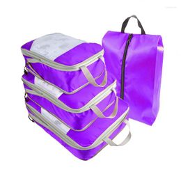 Storage Bags 4PCS Portable Travel Compression Pouch Packing Cubes Set With Handle Organiser For Clothes 1PC Free Shoes