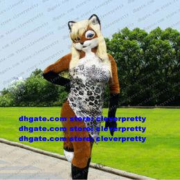 Brown Plush Furry Mascot Costume Husky Dog Fox Fursuit Adult Cartoon Character Outfit Suit Gather Ceremoniously Community Activities zx2884