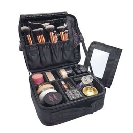 makeup bag travel cosmetic bag with mirror Makeup Case Brand Women Portable Beauticia Female Make Up Storage Box Nail Tool Suitcases
