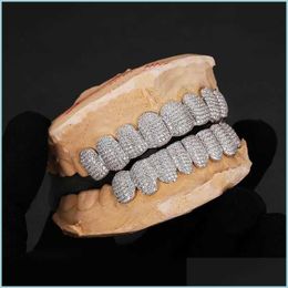 Grillz Dental Grills Personalizzazione Esclusiva Denti Moissanite Grillz Iced Out Hop 925 Sier Decorative Braces Real Diamond Bling Too Dh2sf