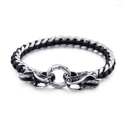 Charm Bracelets HAOLYNJOY 8mm Dragon Bracelet Vintage High Quality Leather Stainless Steel Men's