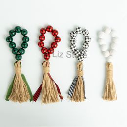 Wooden Bead Napkin Ring Napkins Buckle With Tassels Hotel Wedding Towel Rings Birthdays Festival Party Banquet Table Decoration TH0597