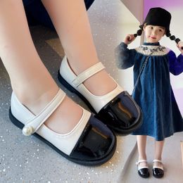 Girls Flat Shoes Spring Autumn Toddler Shoes Kids Children Princess Pu Leather Splicing Soft Rubber Dance Shoe Baby