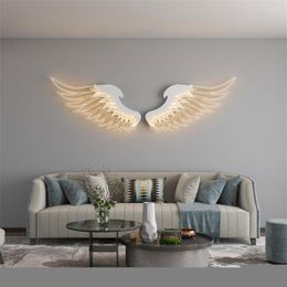 Wall Lamp Modern Living Room Background Gold Wings Decorative Lamps Bedroom Bedside Villa Dining Bar Creative LED Lights