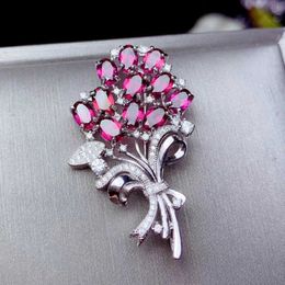 Pins Brooches CoLife Jewellery 925 Silver Bouquet for Party 11 Pieces Natural Garnet Fashion Gemstone L221024