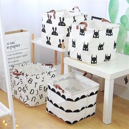 Ins Foldable Storage Bucket Top Waterproof Bathroom Dirty Clothes Laundry Storage Box Cotton And Linen Children Toy Storage RRC106