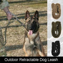 Dog Collars Retractable Nylon Rope Leash Tactical For Large Heavy Duty Coupler Adjustable Elastic Training Belt Leads Smycz Dla Psa