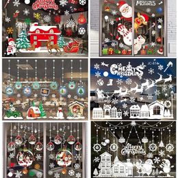 Wall Stickers Merry Christmas Window Stickers Santa Claus Christmas Wall Window Decorations for Home Happy Year Removable Sticker 221025