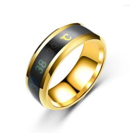 Wedding Rings Fashion Smart Sensor Body Temperature Men'S Ring Gold 2022 Trend Stainless Steel For Women Test Finger