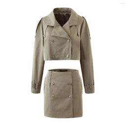 Women's Trench Coats Winter Clothes Women Korean Style Coat Crop Jacket Casual Vintage Short For Designer Elegant