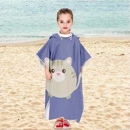 Towel 2022 Cartoon Child Sunscreen Beach Shawel Fashion Kids Hooded Bath Microfiber Boys Girls Towels Super Absorbent