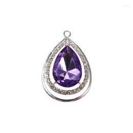 Pendant Necklaces Purple Droplet Teardrop Shape Acrylic Alloy Rhienstone For Little Girl Bracelet