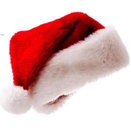 Velvet Santa Hat With Plush Brim Adult Child Christmas Party Cap Celebration Grand Event Favours Gift GCB16607