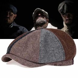 Beanie/Skull Caps New Men's Women's Octagonal Tweed Hat Unisex Autumn And Winter Retro Flat Hat T221020