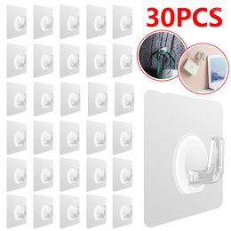 Hooks 30x Transparent Wall Hangers Self Adhesive Door Hanger Suction Heavy Load Rack For Kitchen Bathroom Accessories