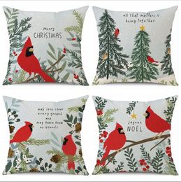 Pillow Case Cardinals Christmas Pillowcases Nordic Pillowcase Fashion Square Sofa Throw Cushion Cover Printed Pillowslip Home Office Hotel Decoration BC146