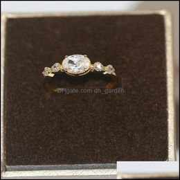 Wedding Rings Wedding Rings For Women Delicate Elegant Oval Zircon Light Gold Colour Proposal Finger Ring Gift Fashion Jewellery R853Wed Dhnnv