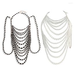 Chains Women Pearl Beaded Bib Choker Female Party Accessories Necklace Fake Collar Jewelry