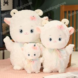 23/30/40cm Lovely Sheep Fluffy Soft Animal Plush Toy Appease Doll Super Cute Sheep Colourful Bow Tie Home Decor