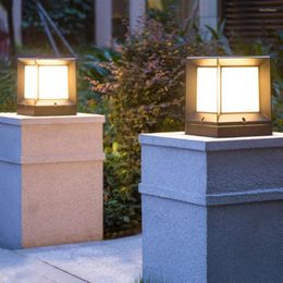 Outdoor Garden Landscape Post Lamp Solar Pillar Light E27 Square Cube Column Villa Backyard Fence Pathway Bollard Lights