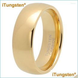 Wedding Rings Wedding Rings Itungsten 2Mm 4Mm 6Mm 8Mm 10Mm Gold Plated Tungsten Ring For Men Women Couple Engagement Band Trendy Jew Dh6Sr