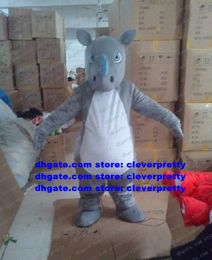 Grey Rhino Mascot Costume Mascotte Rhinoceros Adult Cartoon Character Outfit Suit Return Banquet Expo Fair Motexha Spoga No.1973