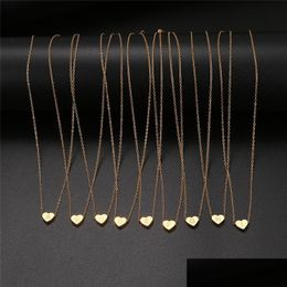 Pendant Necklaces Stainless Steel Necklace Fashion Gold Chain Initial Charms Metal Heart A To Z Letters For Women Single Name Jewelr Dhcfk