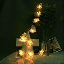 Strings 10/20/40leds Heart String Lights Vintage 3D Rattan Shaped Holiday Light For Valentie's Day Wedding Party Decoration