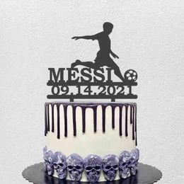Party Supplies Personalised Football Cake Topper Custom Name Date Man Playing For Fans Birthday Decoration