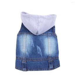 Dog Apparel Pet Jacket Denim Vest Jeans Puppy Hoodie Clothes For Dogs Cats Small Medium 4 Colours