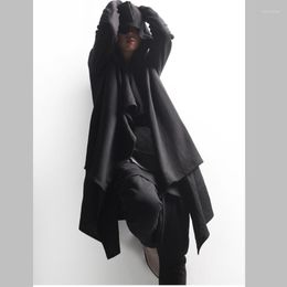 Men's Hoodies Men's Coat Autumn Winter Mid - Long Style Loose Layered Large Lapel Hooded Casual Windbreaker Yamamoto