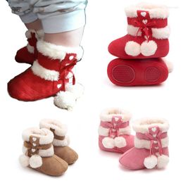 First Walkers Winter Snow Baby Boots Warm Fluff Balls Indoor Cottton Soft Rubber Sole Infant Born Toddler Shoes Botas De