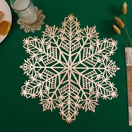 Table Mats YOMDID Christmas Snowflake Shaped Mat PVC Hollowed Decoration Placemat Dish Cup Coffee Mug Kitchen Insulation Pad