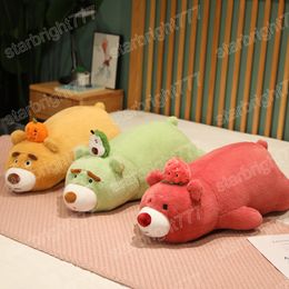 50cm Cute Lying Bear Plush Toy Pillow Soft lovely Fruit Orange/Strawberry/Orange Bear stuffed Animal Dolls for Kid Birthday Gift